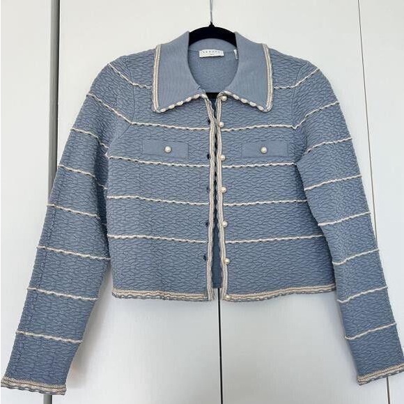 Sandro Blue Pearl Cardigan - Picture 4 of 6